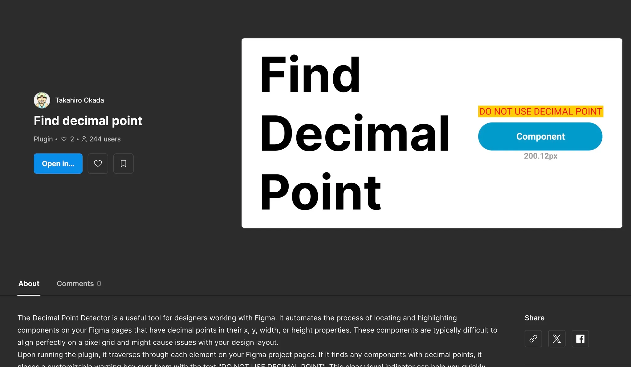 【Figma Plugin】 Find decimal point